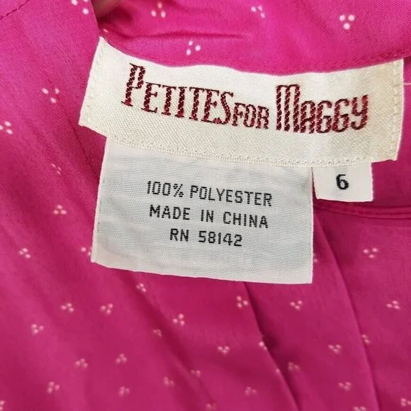 Petites For Maggy Secretary  Dress Size 6 Puff‎ Sleeve Pleated Top Vintage 80s - Picture 3 of 10